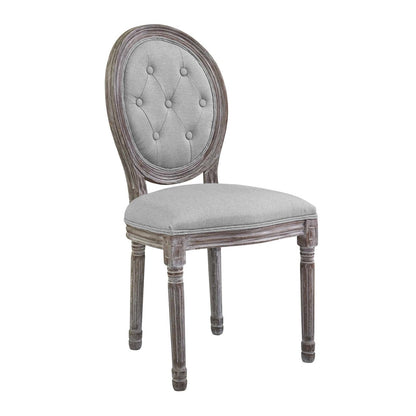 Arise Vintage French Upholstered Fabric Dining Side Chair, Fabric, Light Grey Gray 13671