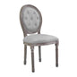 Arise Vintage French Upholstered Fabric Dining Side Chair, Fabric, Light Grey Gray 13671