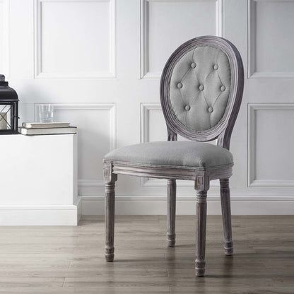 Arise Vintage French Upholstered Fabric Dining Side Chair, Fabric, Light Grey Gray 13671