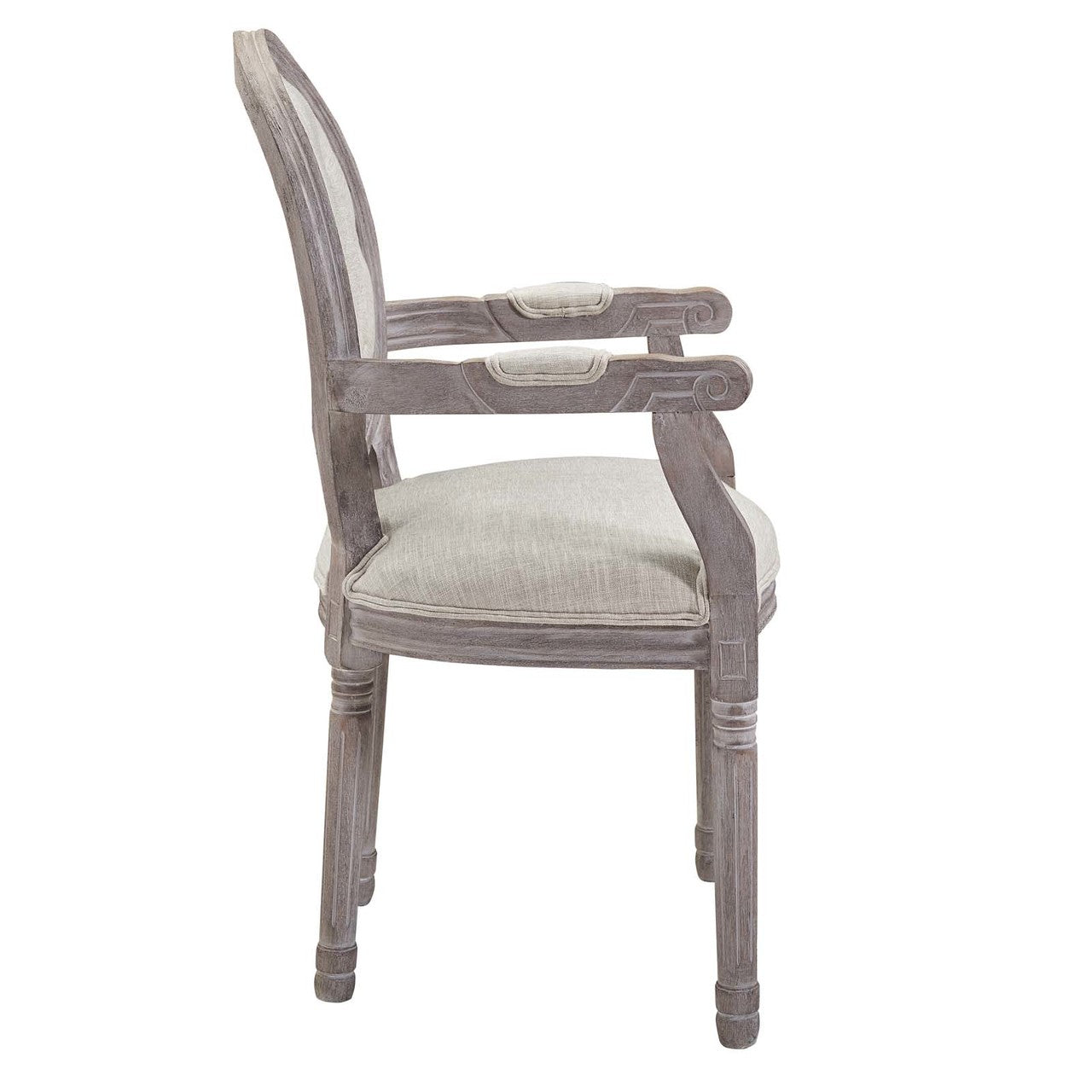 Arise Vintage French Upholstered Fabric Dining Armchair, Fabric, Beige 13672