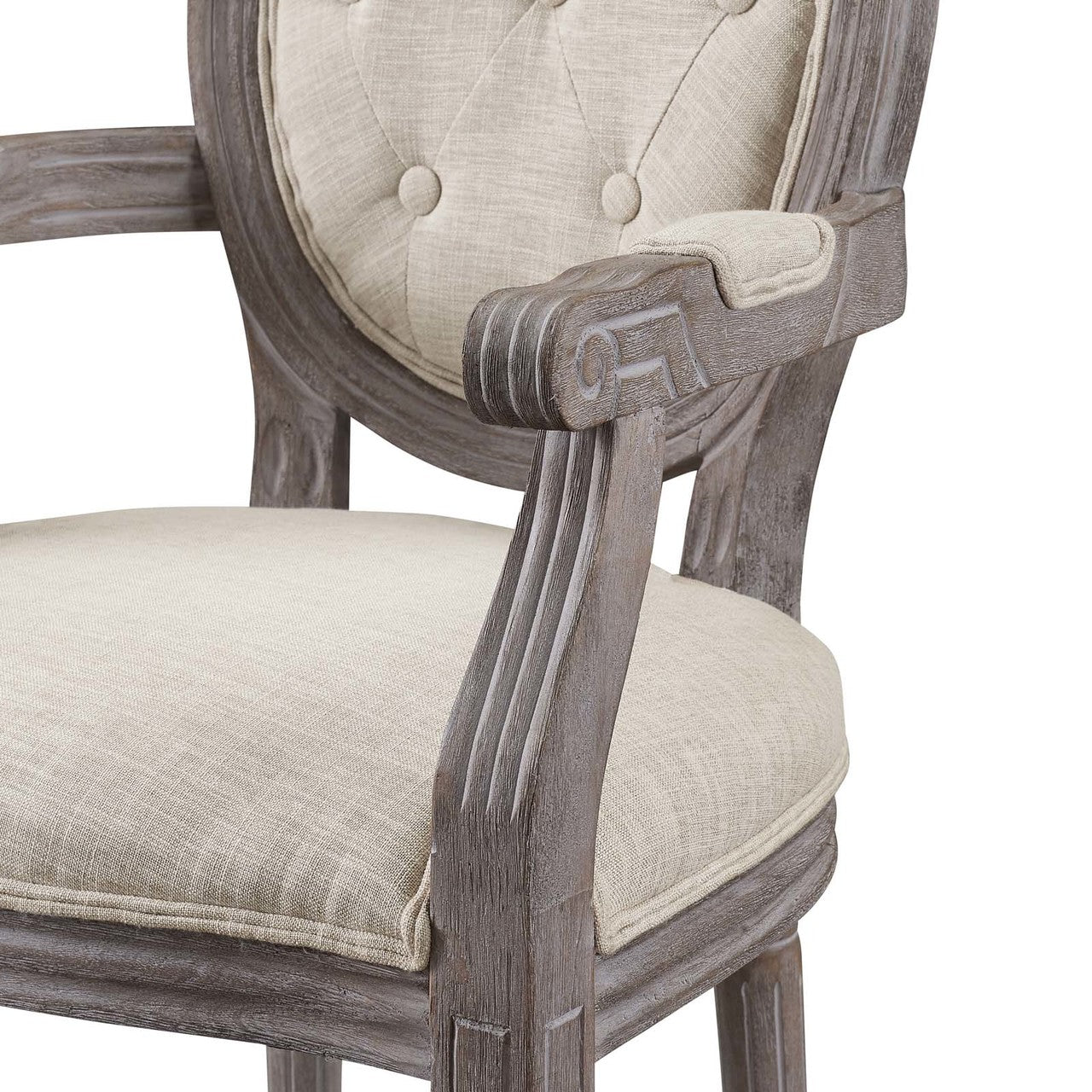 Arise Vintage French Upholstered Fabric Dining Armchair, Fabric, Beige 13672