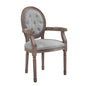 Arise Vintage French Upholstered Fabric Dining Armchair, Fabric, Light Grey Gray 13673