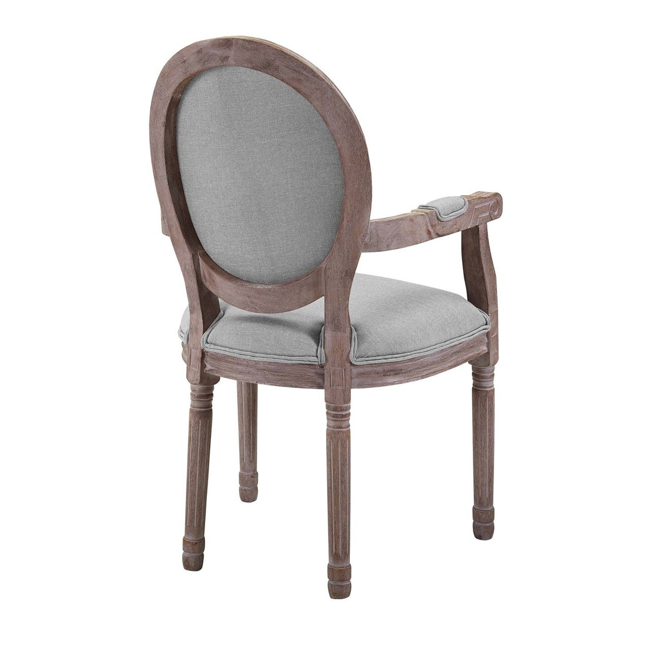 Arise Vintage French Upholstered Fabric Dining Armchair, Fabric, Light Grey Gray 13673