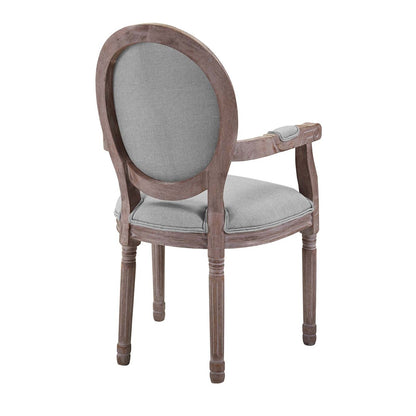 Arise Vintage French Upholstered Fabric Dining Armchair, Fabric, Light Grey Gray 13673