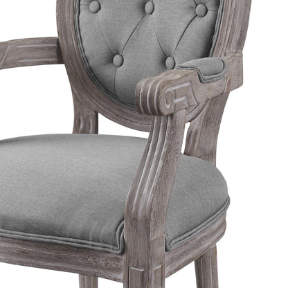 Arise Vintage French Upholstered Fabric Dining Armchair, Fabric, Light Grey Gray 13673