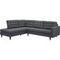 Empress 2 Piece Upholstered Fabric Right Facing Bumper Sectional, Fabric, Grey Gray 13675