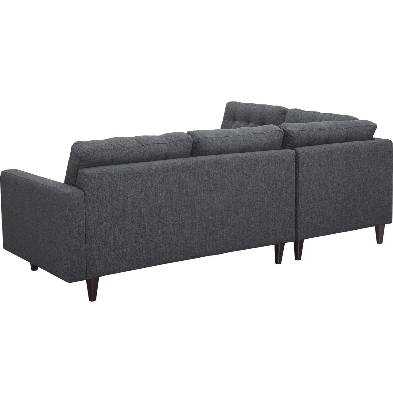 Empress 2 Piece Upholstered Fabric Right Facing Bumper Sectional, Fabric, Grey Gray 13675