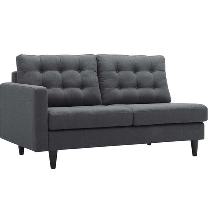 Empress 2 Piece Upholstered Fabric Right Facing Bumper Sectional, Fabric, Grey Gray 13675