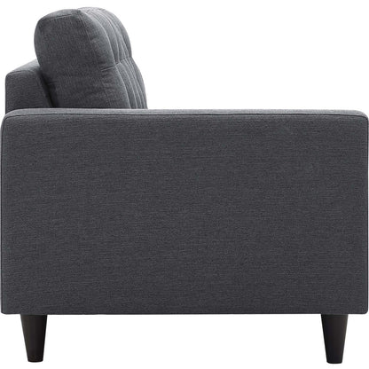 Empress 2 Piece Upholstered Fabric Right Facing Bumper Sectional, Fabric, Grey Gray 13675