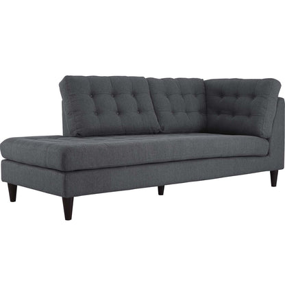 Empress 2 Piece Upholstered Fabric Right Facing Bumper Sectional, Fabric, Grey Gray 13675