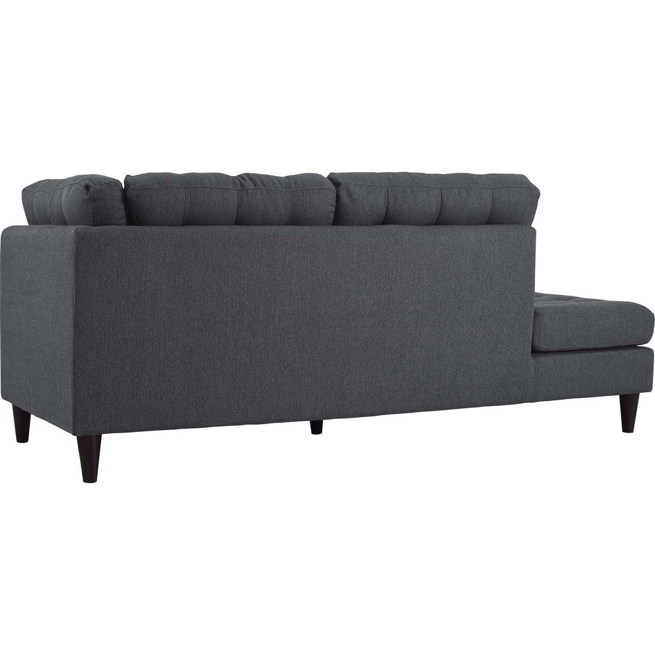 Empress 2 Piece Upholstered Fabric Right Facing Bumper Sectional, Fabric, Grey Gray 13675