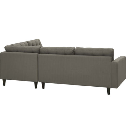 Empress 2 Piece Upholstered Fabric Right Facing Bumper Sectional, Fabric, Grey Gray 13676
