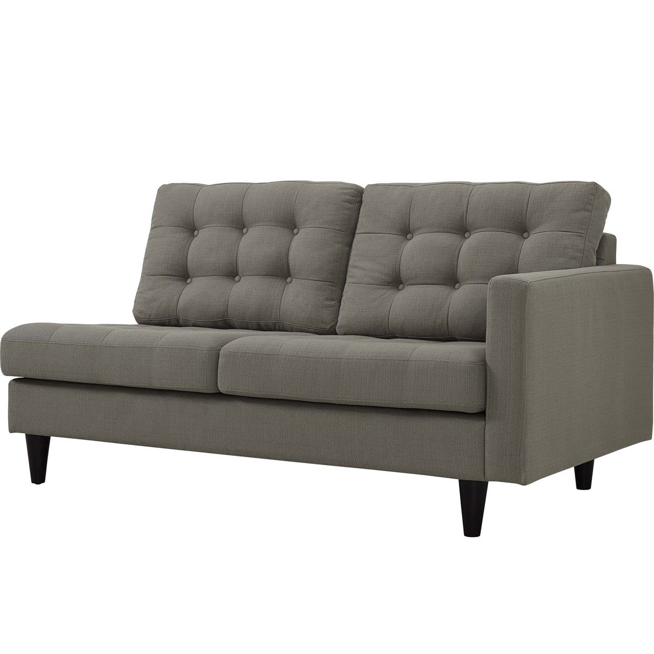 Empress 2 Piece Upholstered Fabric Right Facing Bumper Sectional, Fabric, Grey Gray 13676