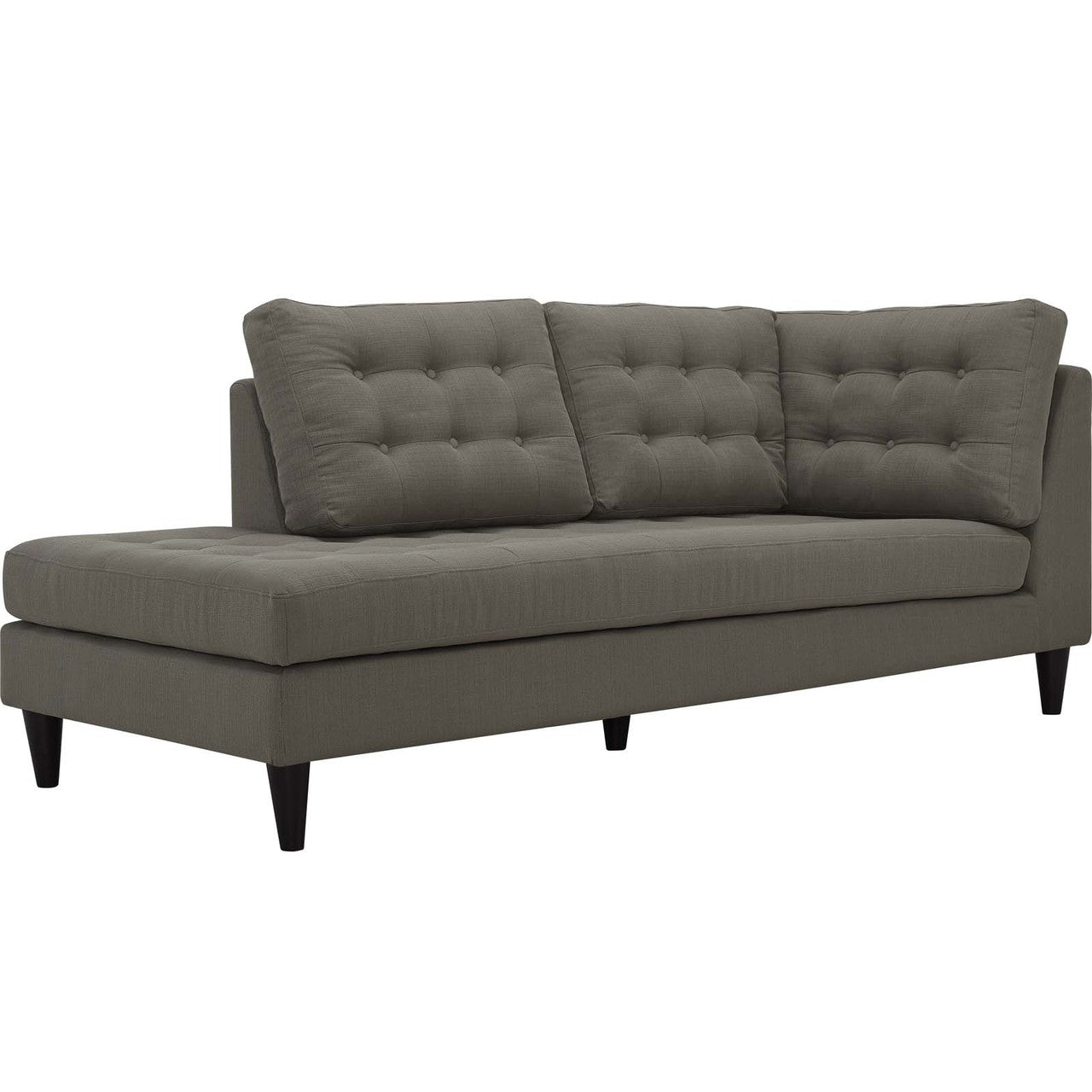 Empress 2 Piece Upholstered Fabric Right Facing Bumper Sectional, Fabric, Grey Gray 13676