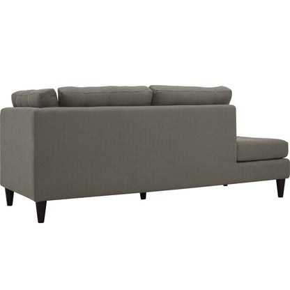 Empress 2 Piece Upholstered Fabric Right Facing Bumper Sectional, Fabric, Grey Gray 13676