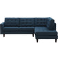 Empress 2 Piece Upholstered Fabric Left Facing Bumper Sectional, Fabric, Navy Blue 13679