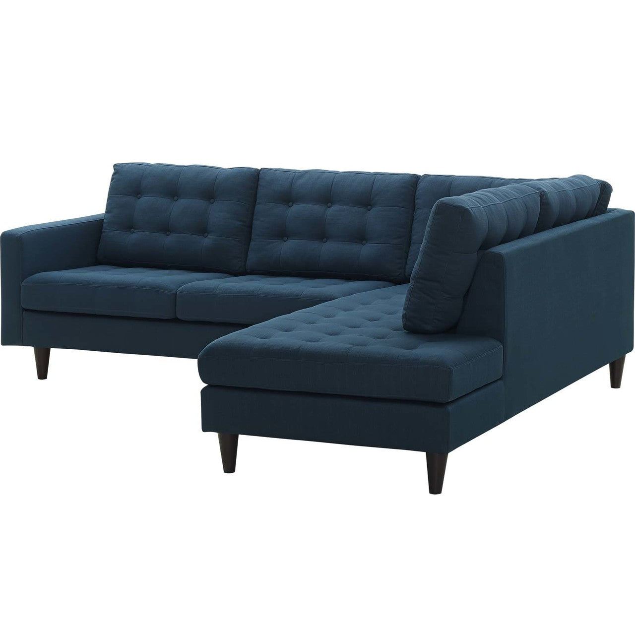 Empress 2 Piece Upholstered Fabric Left Facing Bumper Sectional, Fabric, Navy Blue 13679