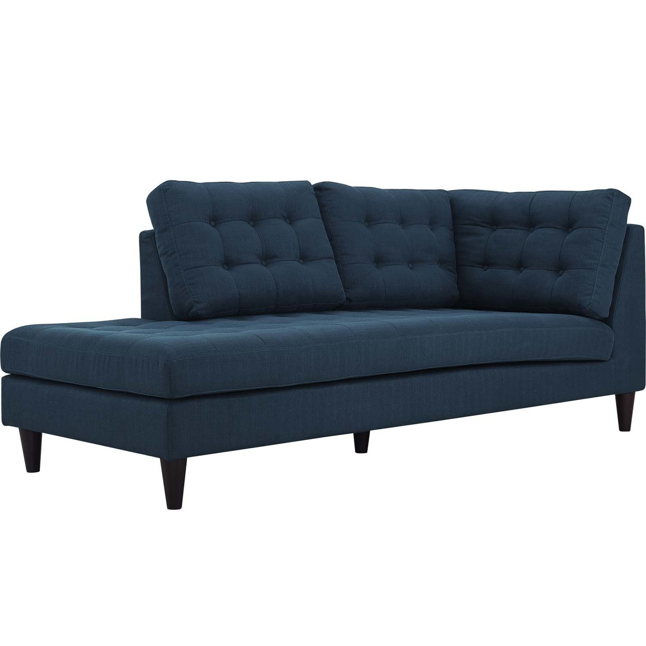 Empress 2 Piece Upholstered Fabric Left Facing Bumper Sectional, Fabric, Navy Blue 13679