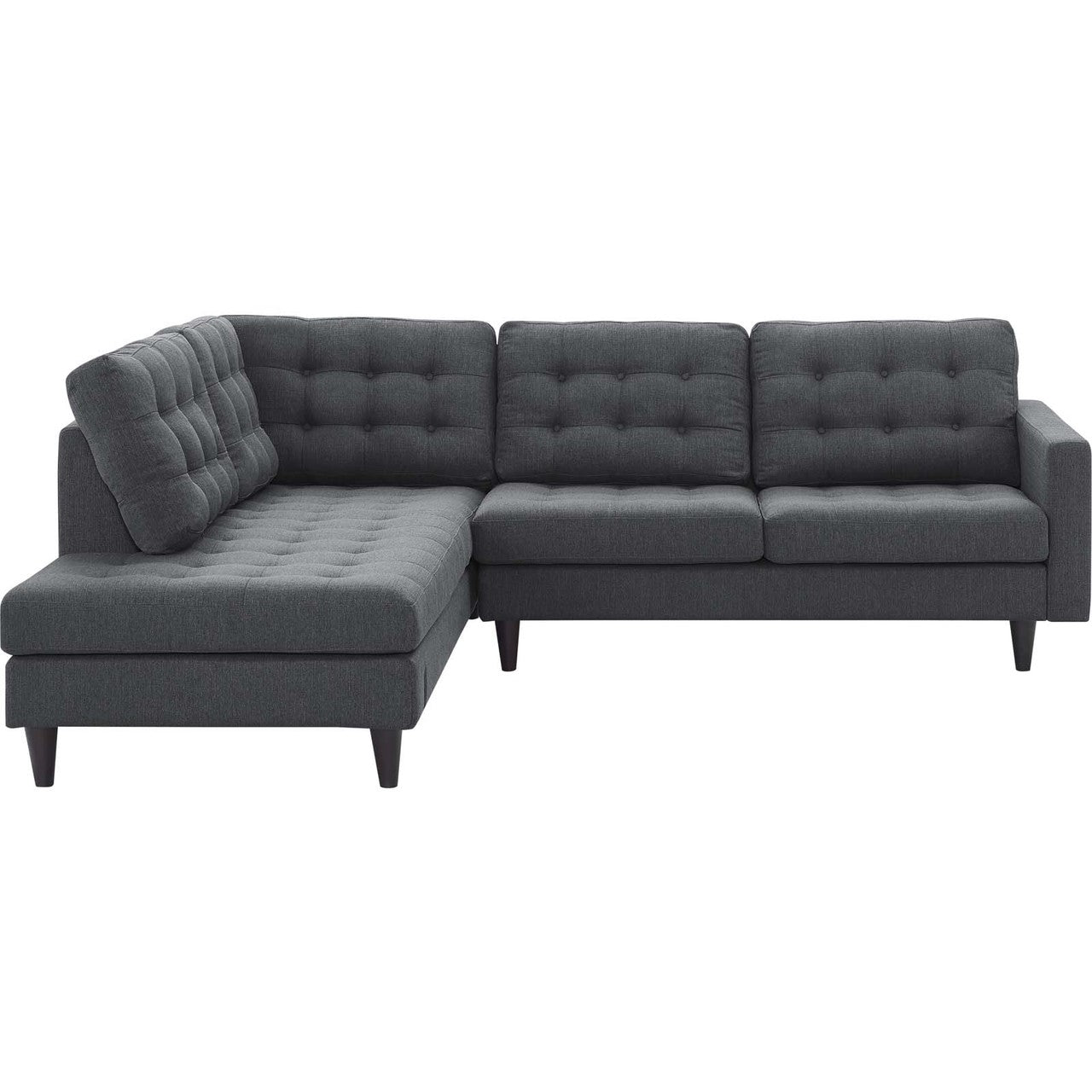 Empress 2 Piece Upholstered Fabric Left Facing Bumper Sectional, Fabric, Grey Gray 13680