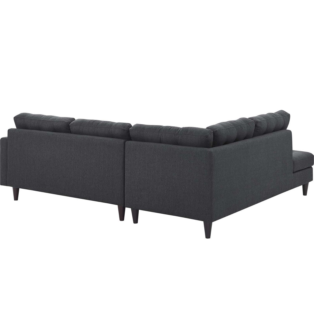 Empress 2 Piece Upholstered Fabric Left Facing Bumper Sectional, Fabric, Grey Gray 13680
