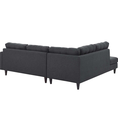 Empress 2 Piece Upholstered Fabric Left Facing Bumper Sectional, Fabric, Grey Gray 13680
