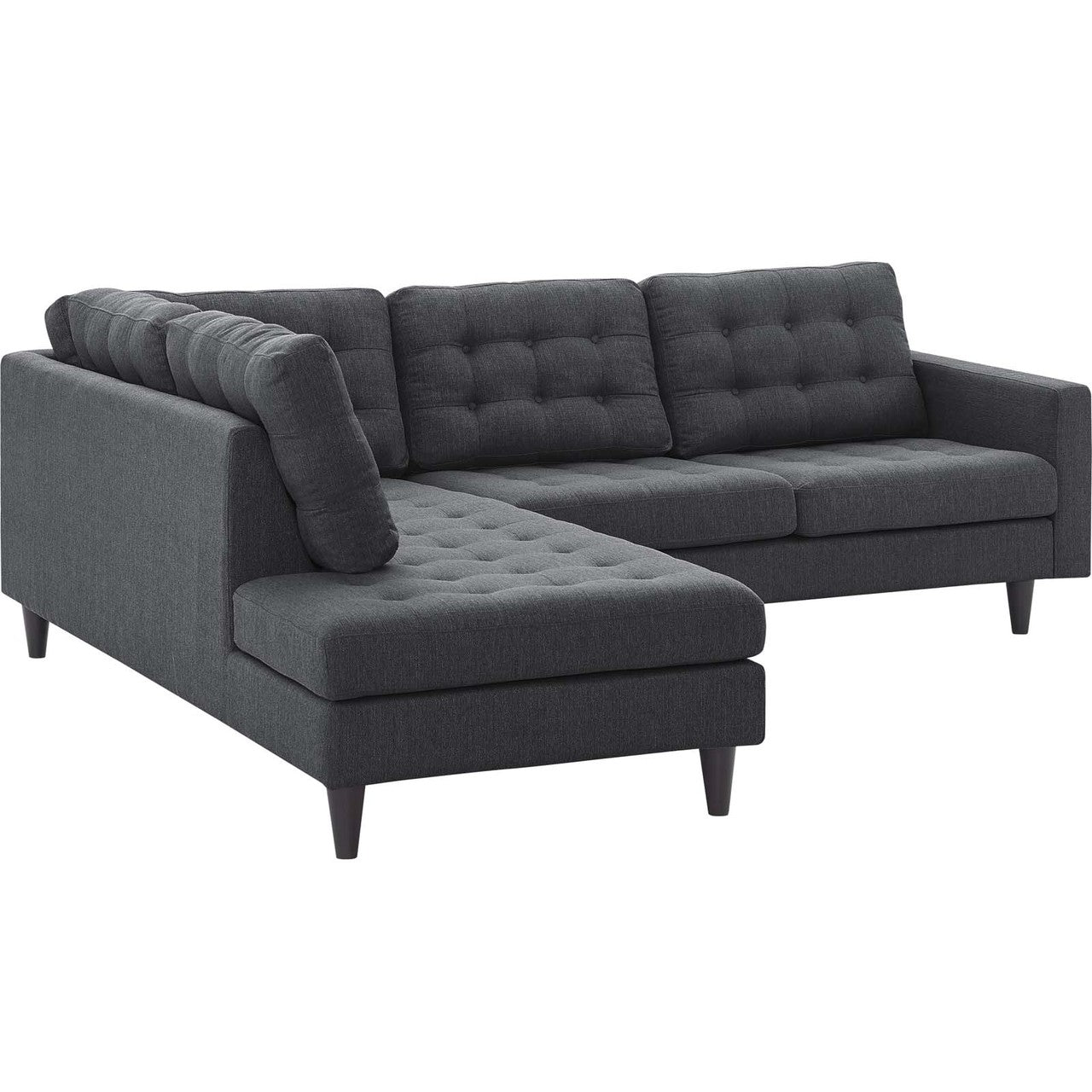 Empress 2 Piece Upholstered Fabric Left Facing Bumper Sectional, Fabric, Grey Gray 13680