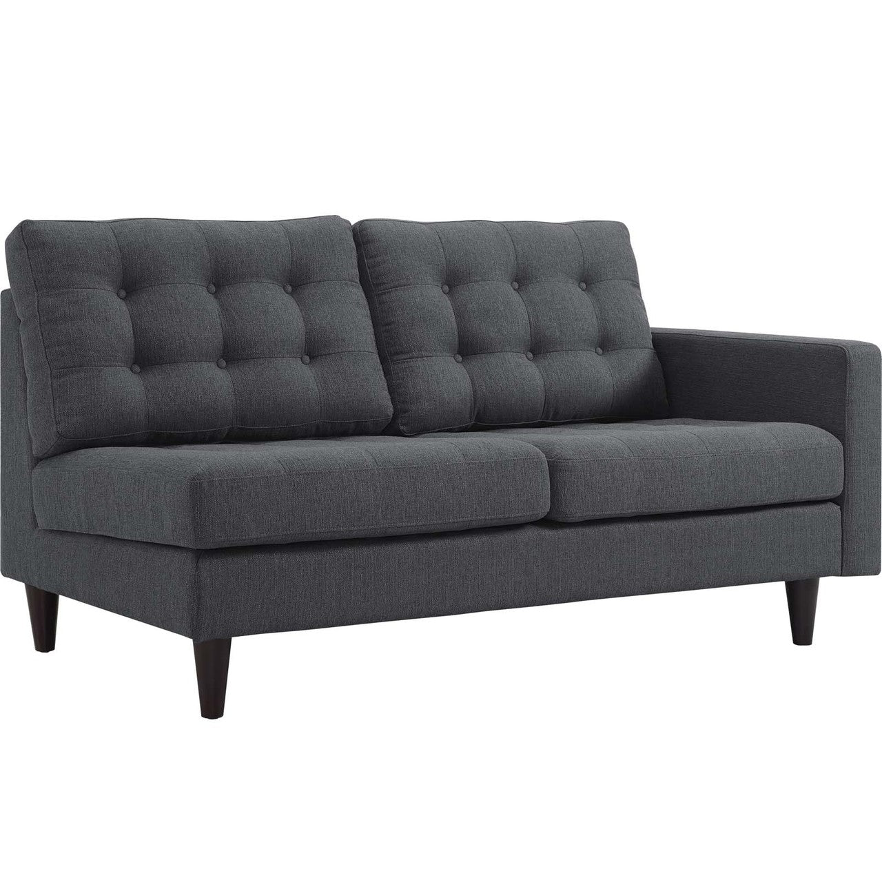 Empress 2 Piece Upholstered Fabric Left Facing Bumper Sectional, Fabric, Grey Gray 13680