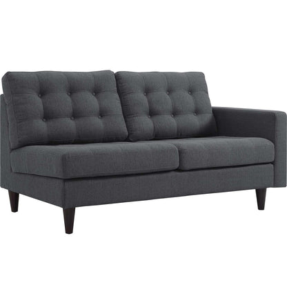 Empress 2 Piece Upholstered Fabric Left Facing Bumper Sectional, Fabric, Grey Gray 13680