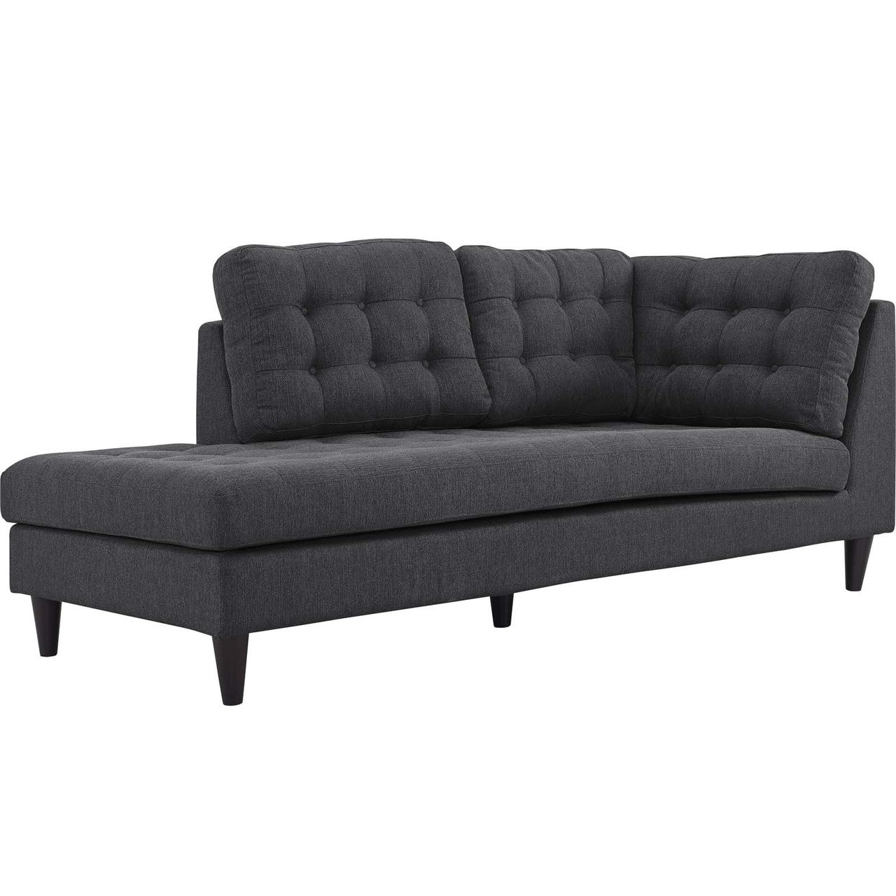 Empress 2 Piece Upholstered Fabric Left Facing Bumper Sectional, Fabric, Grey Gray 13680