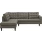 Empress 2 Piece Upholstered Fabric Left Facing Bumper Sectional, Fabric, Grey Gray 13681
