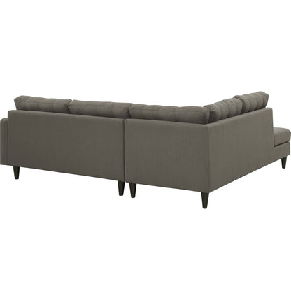 Empress 2 Piece Upholstered Fabric Left Facing Bumper Sectional, Fabric, Grey Gray 13681