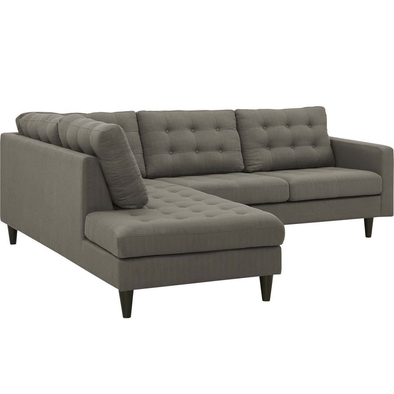 Empress 2 Piece Upholstered Fabric Left Facing Bumper Sectional, Fabric, Grey Gray 13681