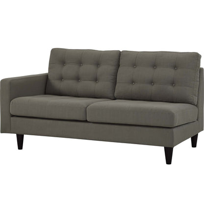 Empress 2 Piece Upholstered Fabric Left Facing Bumper Sectional, Fabric, Grey Gray 13681