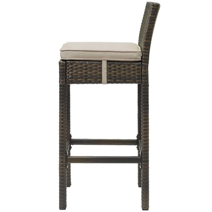 Conduit Outdoor Patio Wicker Rattan Bar Stool, Rattan Wicker, Brown Beige 15129