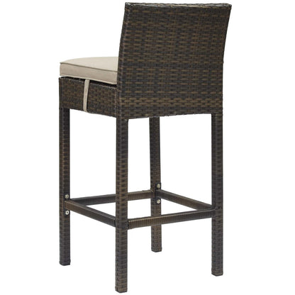 Conduit Outdoor Patio Wicker Rattan Bar Stool, Rattan Wicker, Brown Beige 15129