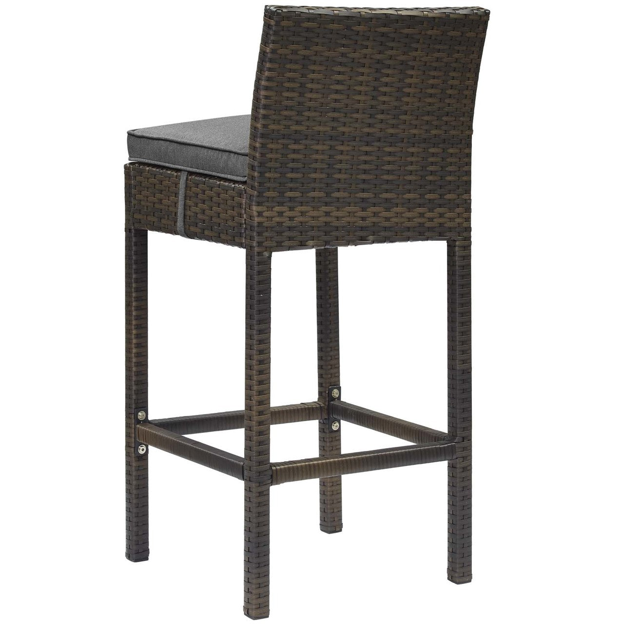 Conduit Outdoor Patio Wicker Rattan Bar Stool, Rattan Wicker, Grey Gray Brown 15130