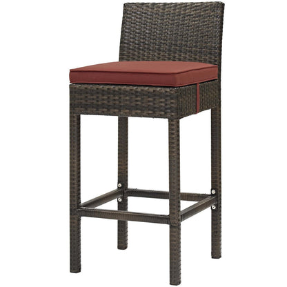 Conduit Outdoor Patio Wicker Rattan Bar Stool, Rattan Wicker, Red Brown 15131