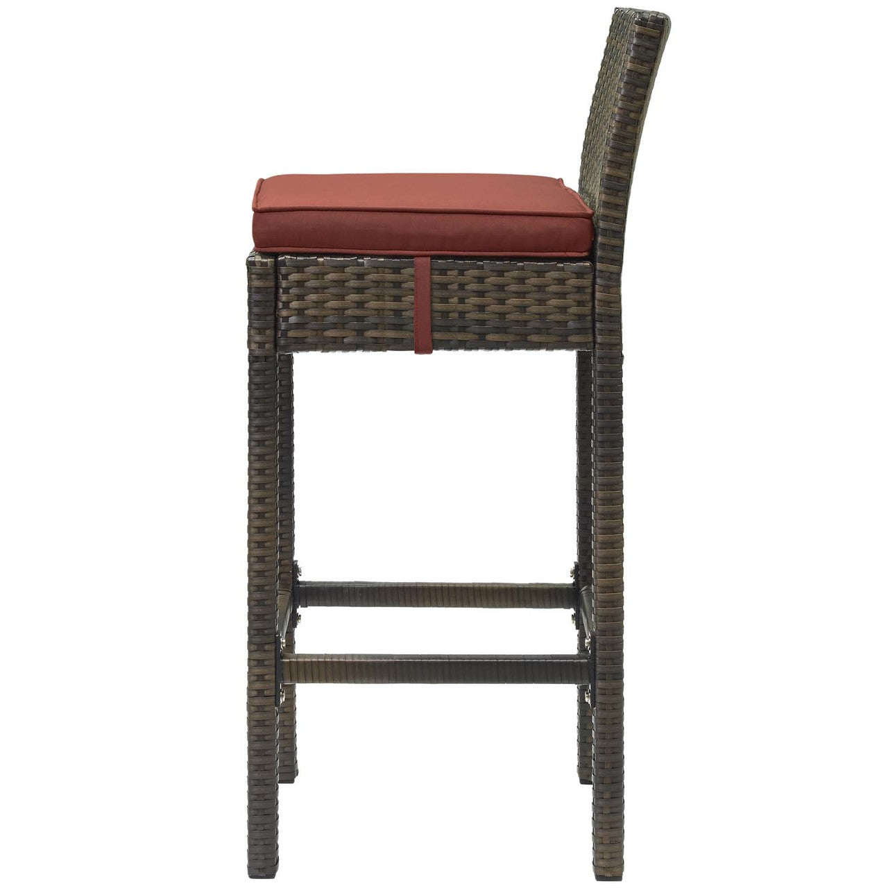 Conduit Outdoor Patio Wicker Rattan Bar Stool, Rattan Wicker, Red Brown 15131