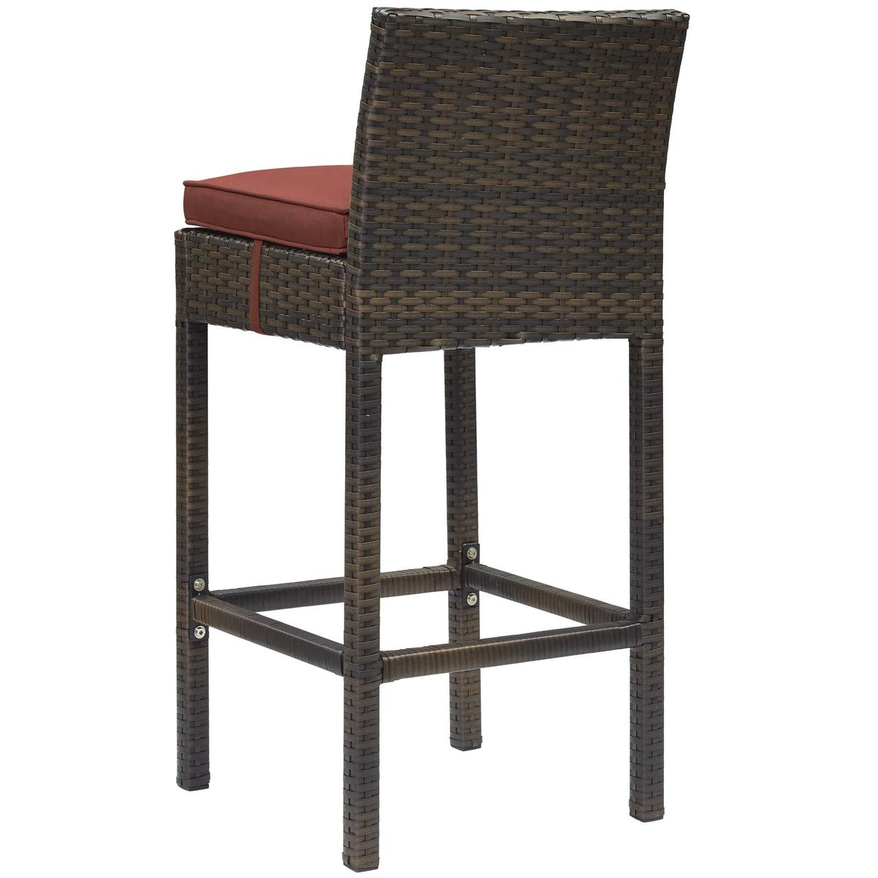 Conduit Outdoor Patio Wicker Rattan Bar Stool, Rattan Wicker, Red Brown 15131