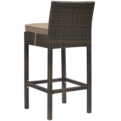 Conduit Outdoor Patio Wicker Rattan Bar Stool, Rattan Wicker, Brown 15134