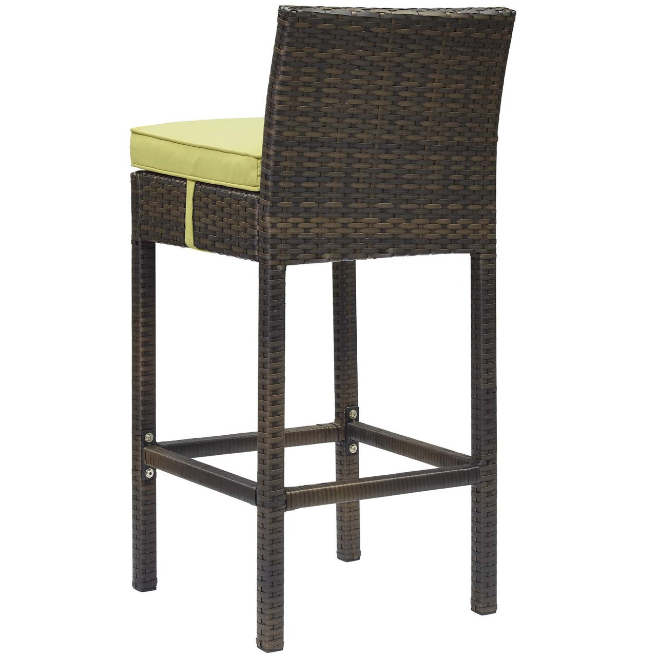 Conduit Outdoor Patio Wicker Rattan Bar Stool, Rattan Wicker, Green Brown 15137