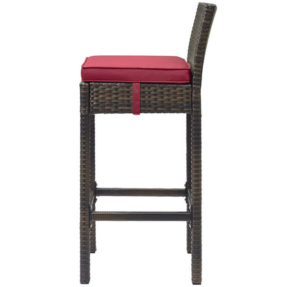 Conduit Outdoor Patio Wicker Rattan Bar Stool, Rattan Wicker, Red Brown 15138