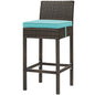 Conduit Outdoor Patio Wicker Rattan Bar Stool, Rattan Wicker, Blue Brown 15139