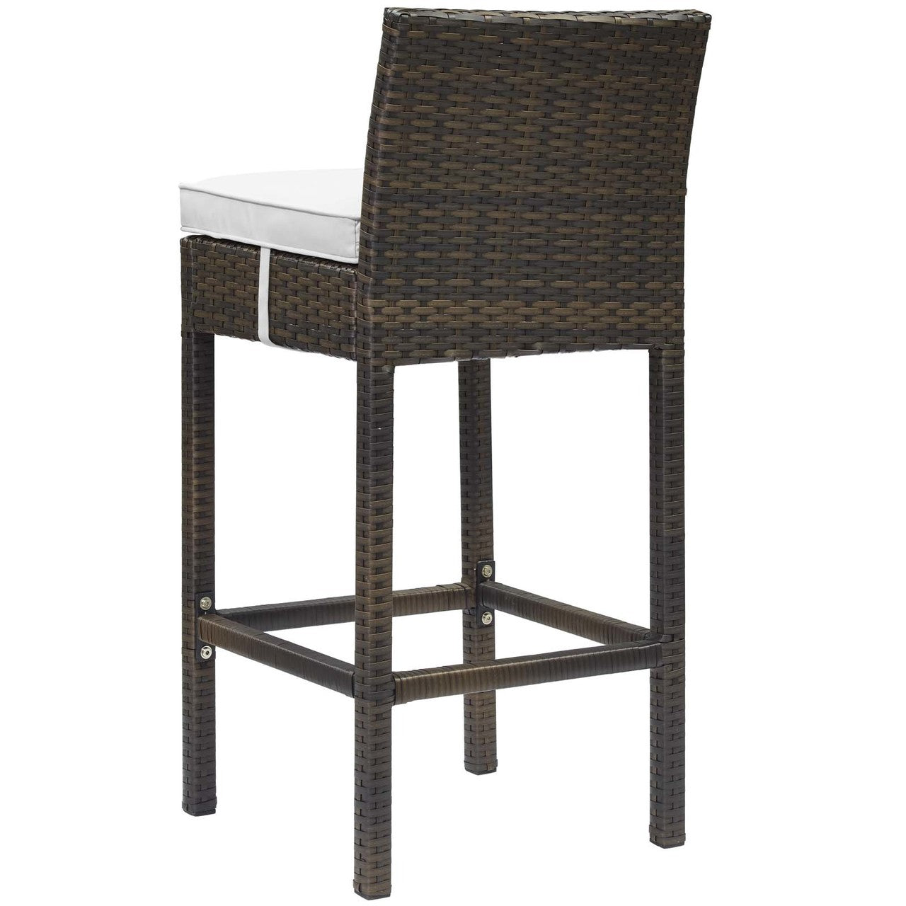Conduit Outdoor Patio Wicker Rattan Bar Stool, Rattan Wicker, White Brown 15140