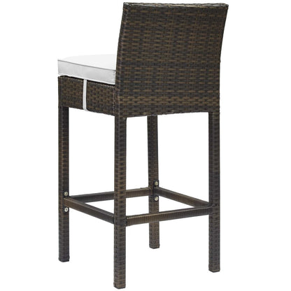 Conduit Outdoor Patio Wicker Rattan Bar Stool, Rattan Wicker, White Brown 15140