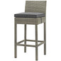 Conduit Outdoor Patio Wicker Rattan Bar Stool, Rattan Wicker, Dark Grey Gray 15142