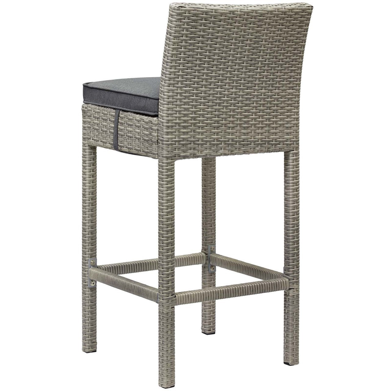 Conduit Outdoor Patio Wicker Rattan Bar Stool, Rattan Wicker, Dark Grey Gray 15142