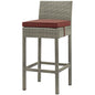 Conduit Outdoor Patio Wicker Rattan Bar Stool, Rattan Wicker, Red Gray 15143
