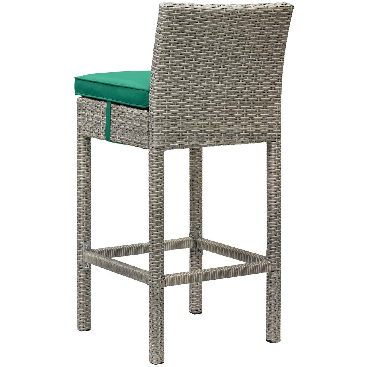 Conduit Outdoor Patio Wicker Rattan Bar Stool, Rattan Wicker, Green Light Gray 15144