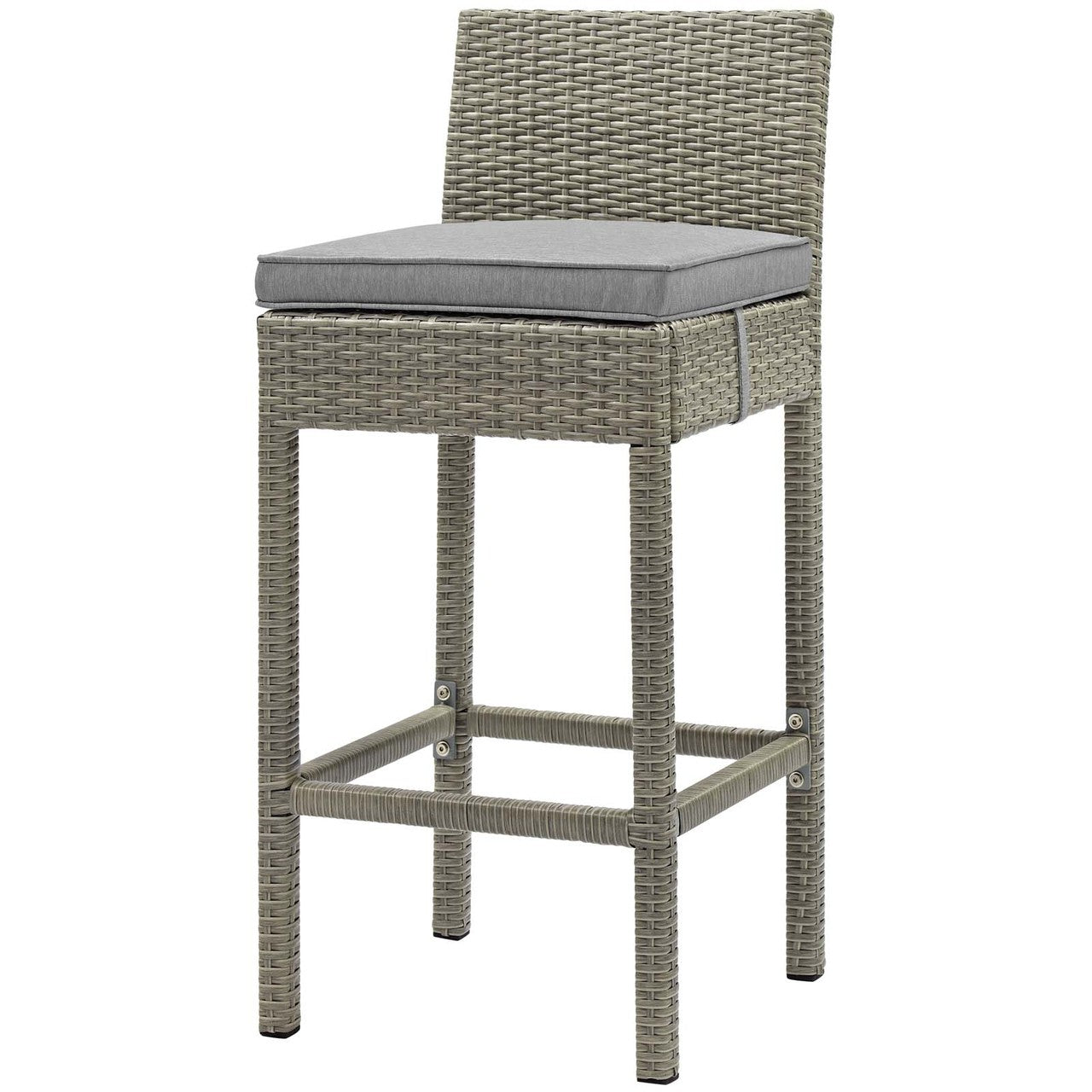 Conduit Outdoor Patio Wicker Rattan Bar Stool, Rattan Wicker, Grey Gray 15145